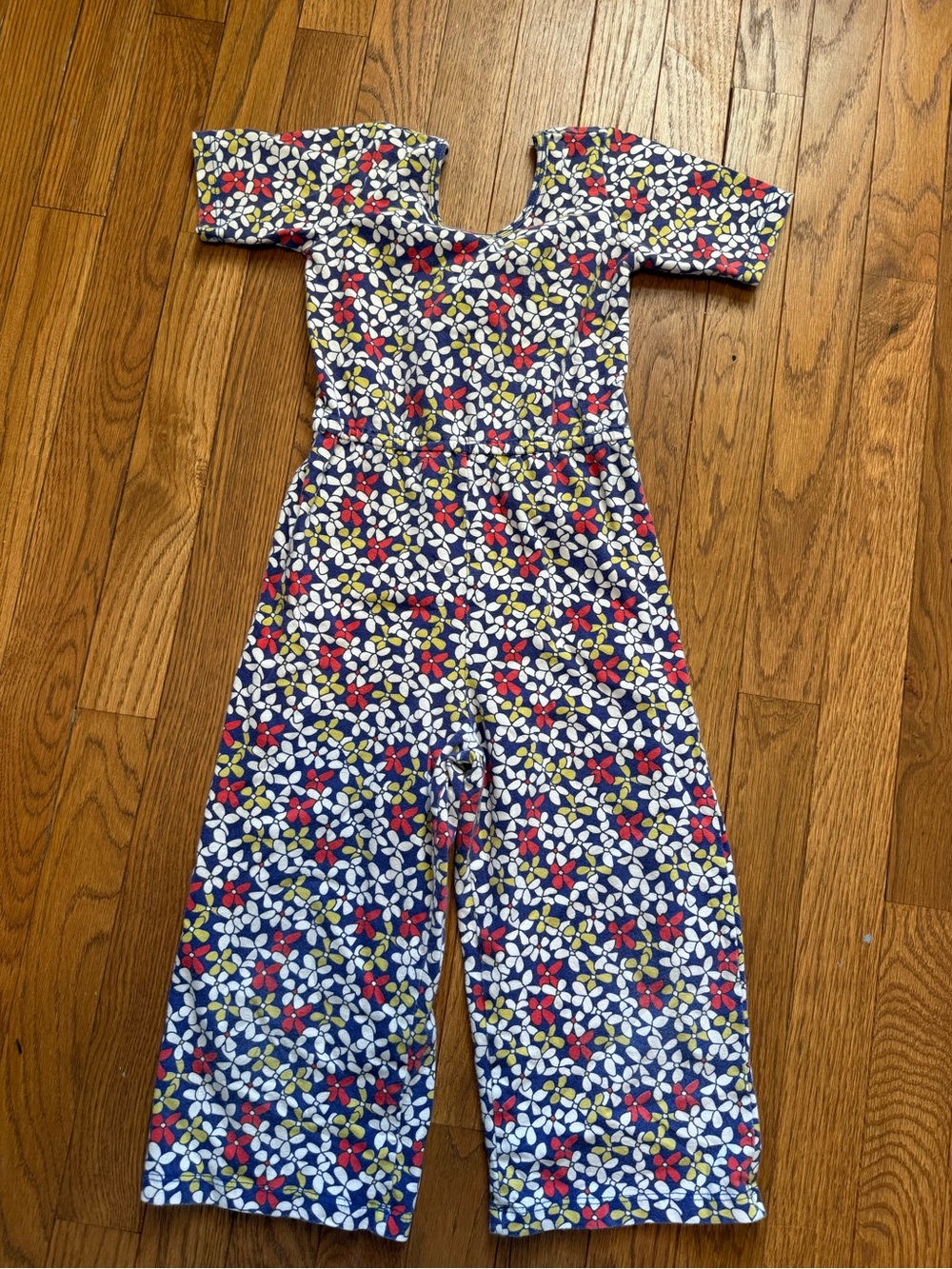 Girls Navy Floral Off-Shoulder Romper Jumpsuit